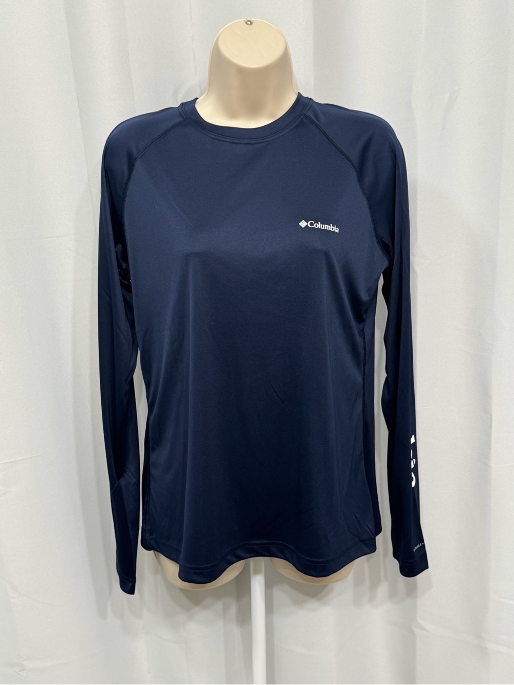 Columbia Women’s Blue Long Sleeve Crew Neck Stretch Comfort Activewear T-Shirt M